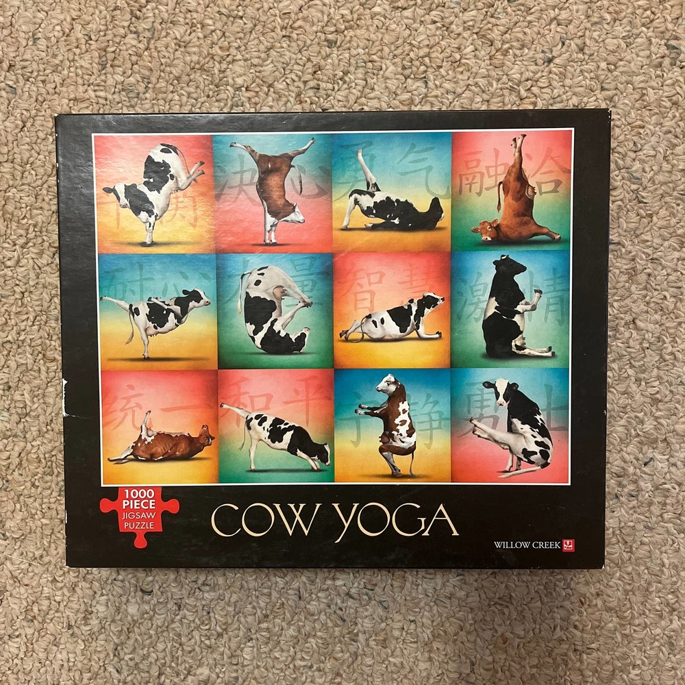 Adorable Cow Yoga 1,000 piece puzzle - GUC- Made in USA 🇺🇸